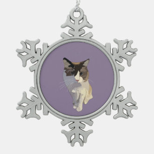 Ragdoll-Katze, Staubiges Lila Schneeflocken Zinn-Ornament
