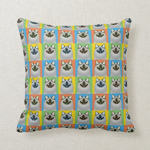 Ragdoll Katzen-Cartoon Pop-Kunst (Siegel-Punkt) Kissen