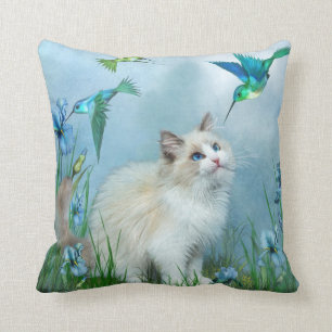 Ragdoll Kitty et coussin de concepteur d'art de