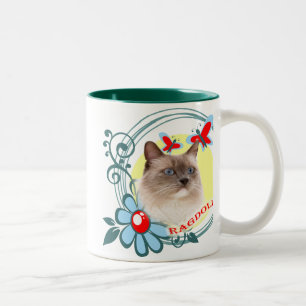 Ragdoll mit roten Schmetterlingen Zweifarbige Tasse