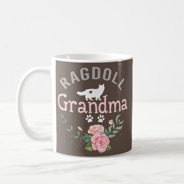 Ragdoll Oma Geschenke für Frauen Niedliches Katzen Kaffeetasse (Links)