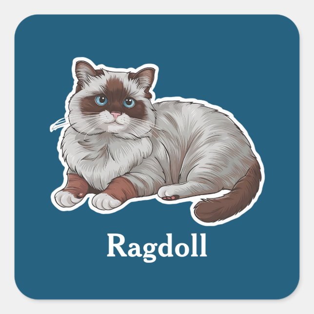 Ragdoll Quadratischer Aufkleber (Vorderseite)
