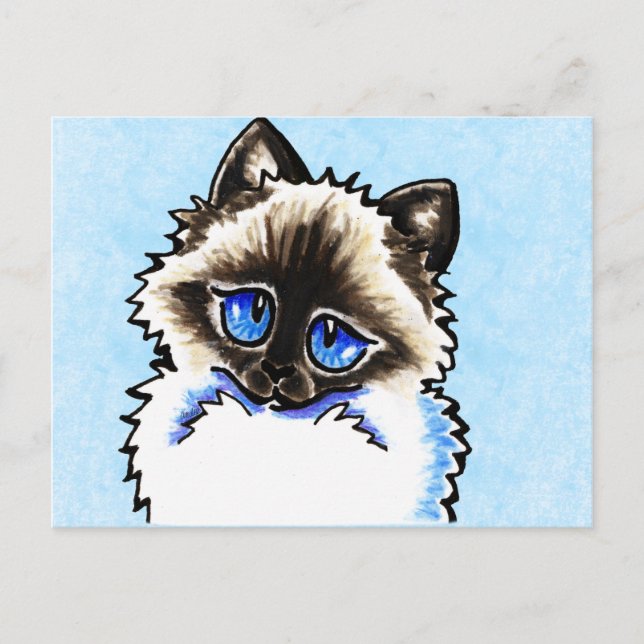 Ragdoll Ragamuffin Illustriert Postkarte (Vorderseite)