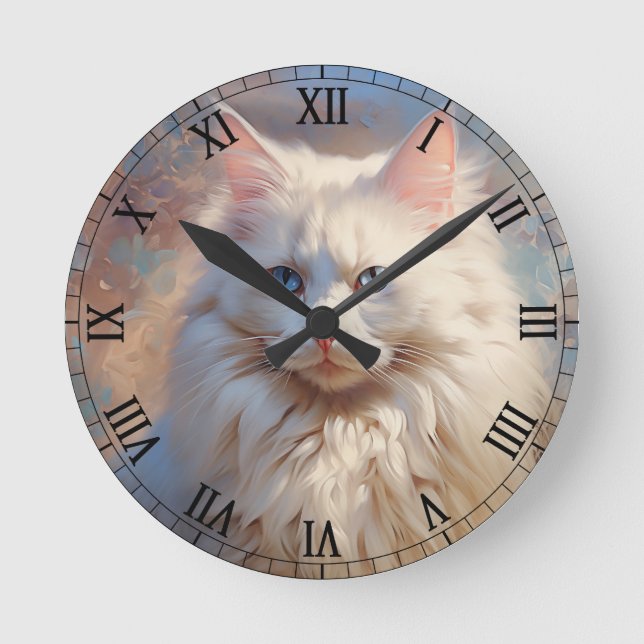Ragdoll Runde Wanduhr (Vorderseite)