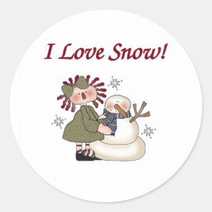 Ragdoll und Snowman Runder Aufkleber