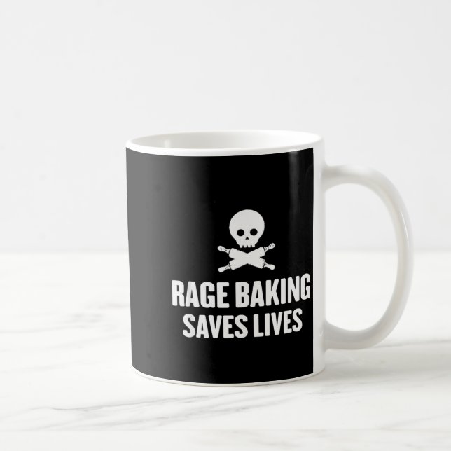 Rage Baking Saves Live Skull Funny Baker Cook Chef Kaffeetasse (Rechts)