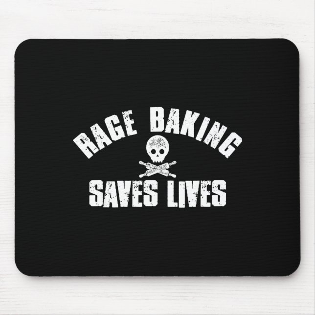 Rage Baking Saves Live Skull Funny Baker Cook Chef Mousepad (Vorne)