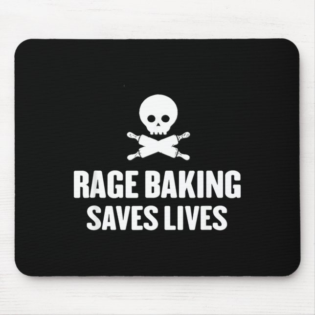 Rage Baking Saves Live Skull Funny Baker Cook Chef Mousepad (Vorne)