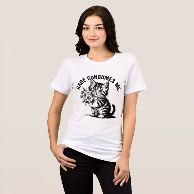 Rage Consumes Me – Cute but Chaotic Cat Tri-Blend Shirt (Vorderseite voll)