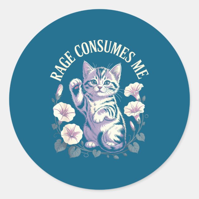 Rage Consumes Me Cute Kitten  Runder Aufkleber (Vorderseite)