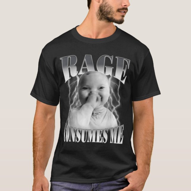 Rage Consumes Me Funny Ai Baby Holding Laugh Brain T-Shirt (Vorderseite)