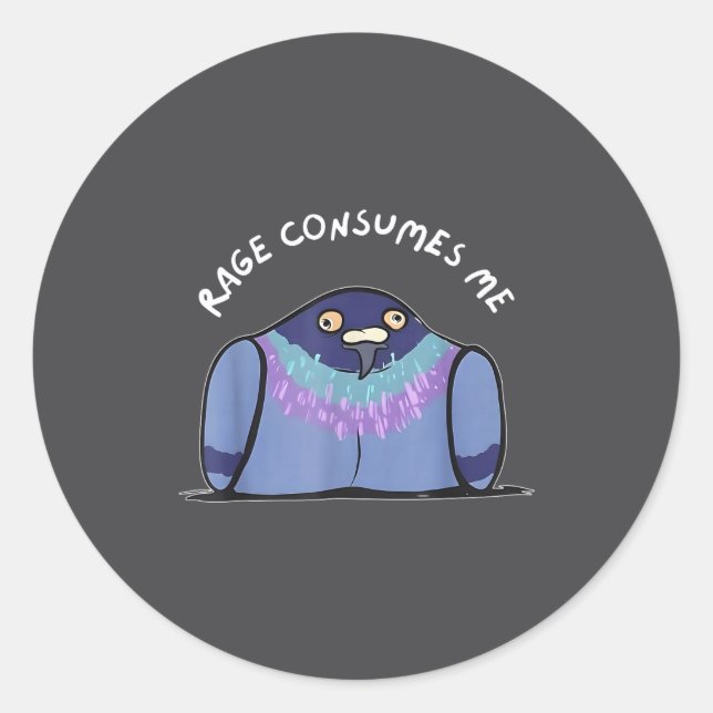 Rage Consumes Me Funny Geon Meme Hand Drawn  Runder Aufkleber (Vorderseite)