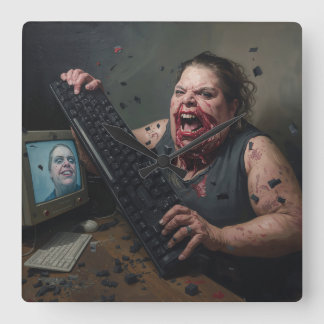 Rage Error: System Failure - Ctrl Alt Delirium Quadratische Wanduhr