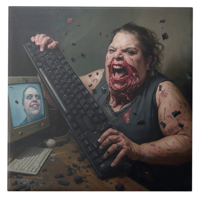 Rage-Fehler: Systemversagen - Ctrl Alt Delirium Fliese (Vorderseite)