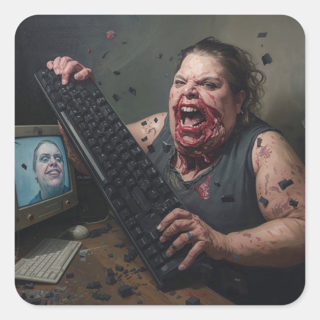 Rage-Fehler: Systemversagen - Ctrl Alt Delirium Quadratischer Aufkleber (Vorderseite)