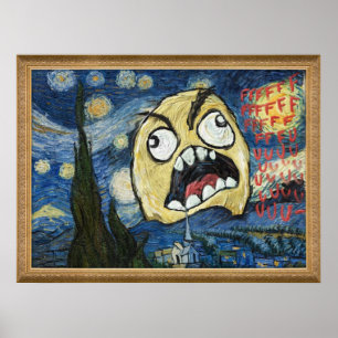 Rage Gesicht Meme Gesicht Comic klassische Malerei Poster