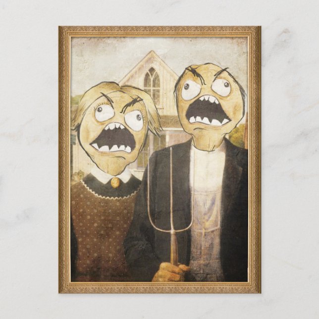 Rage Gesicht Meme Gesicht Comic klassische Malerei Postkarte (Vorderseite)
