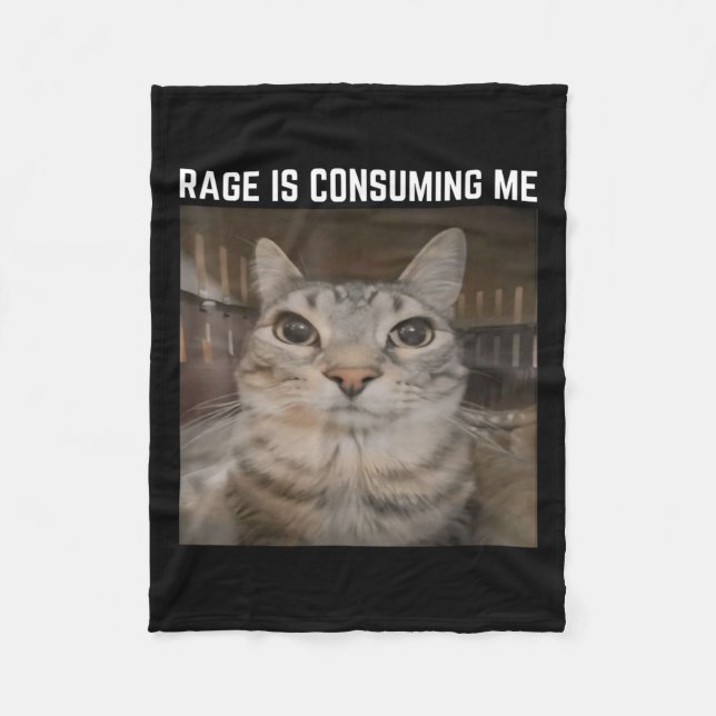 Rage konsumiert mich Meme Cat Meme merkwürdig spez Fleecedecke (Vorderseite)