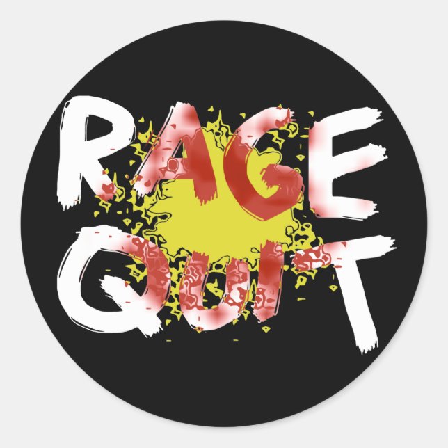 Rage Quit (dunkel) Runder Aufkleber (Vorderseite)