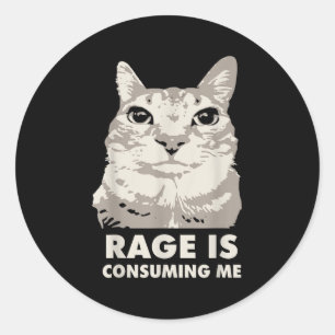Rage verzehrt mich wütend Cat Meme Sarcasm Funny Runder Aufkleber