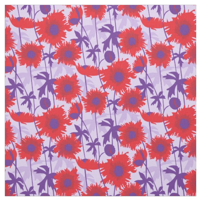 Ragged poppies lila Blumengewebe Stoff (Muster)
