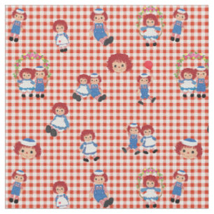 Raggedy Ann und Andy auf rotem Gingham Stoff