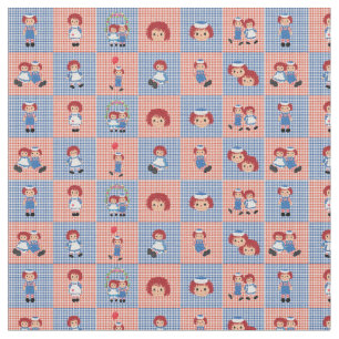 Raggedy Ann und Andy Gingham auf der Checkerboard Stoff