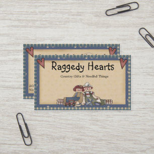 Raggedy Hearts primitive Country Business Card Visitenkarte