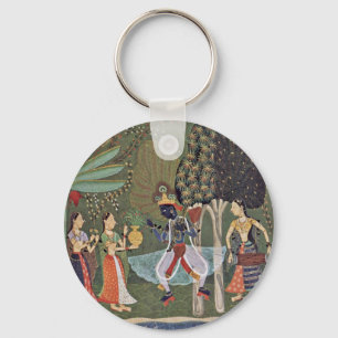 Râginâ Vasanta (Frühling) Krishna tanzt zur Musik Schlüsselanhänger