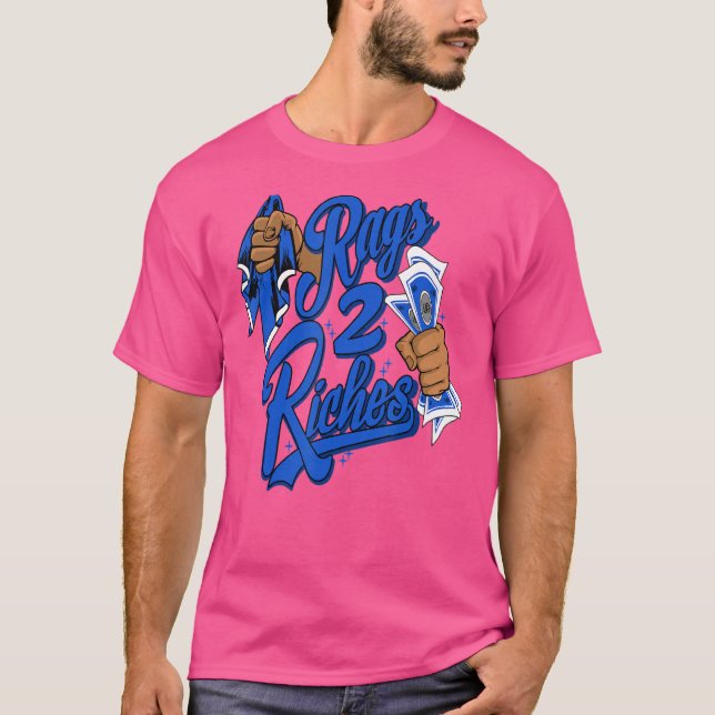 Rags 2 Riches Racer Blue 5s Matching T-Shirt (Vorderseite)