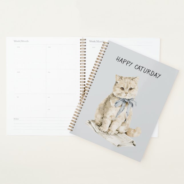 Rah Katze Blaue Schleife Caturday Planer (Anzeige)