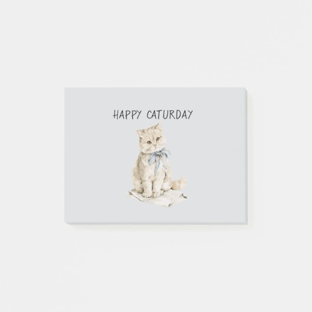 Rah Katze Blaue Schleife Caturday Post-it Klebezettel (Vorderseite)