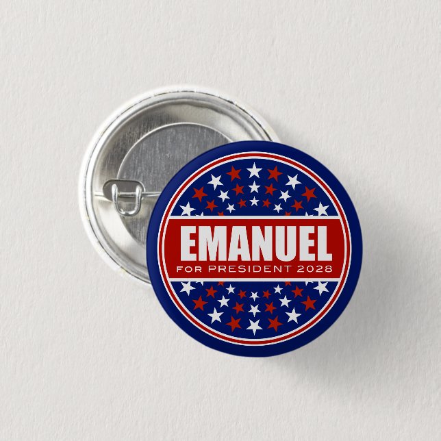 Rahm Emanuel für Präsident 2028 Button (Vorne & Hinten)