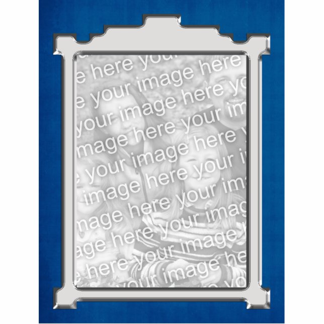 Rahmen aus blauem und silberem Foto Fotoskulptur Ornament (Vorne)