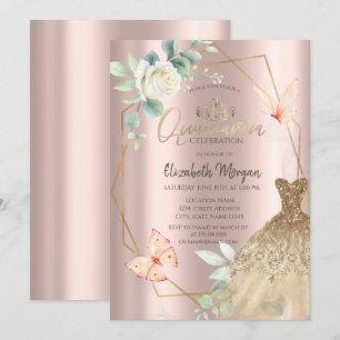 Rahmen Blume Schmetterlinge Dress Rose Gold Einladung