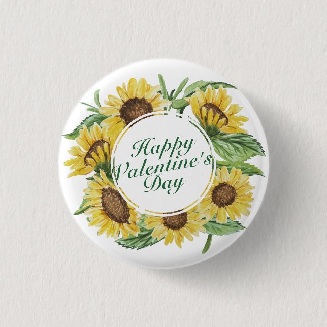 RAHMEN-Button-Knopf Sonnenblumenvalentines Button (Vorderseite)