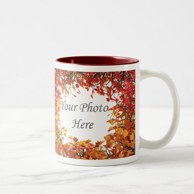 Rahmen des Erntedank-Fall-Baum-Kreis-2-Foto Zweifarbige Tasse (Rechts)