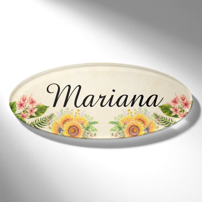 Rahmen für benutzerdefinierte, farbige Blume Namenschild (Vorderseite)