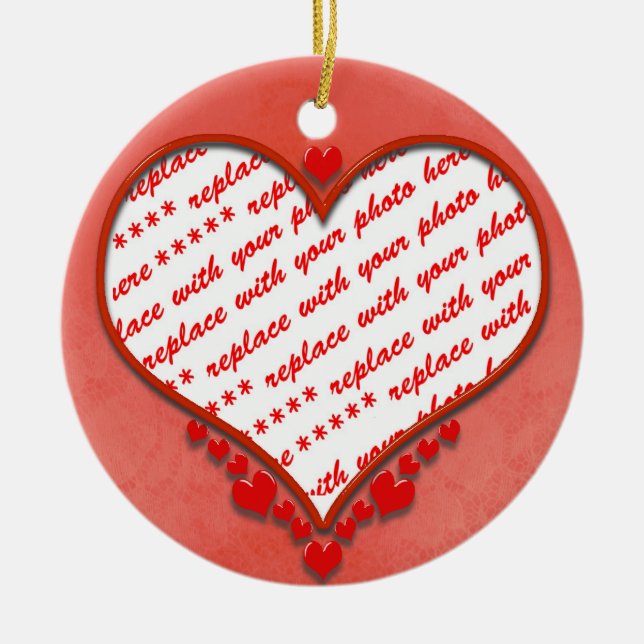 Rahmen für das Foto "Beaded Heart" Keramikornament (Vorne)