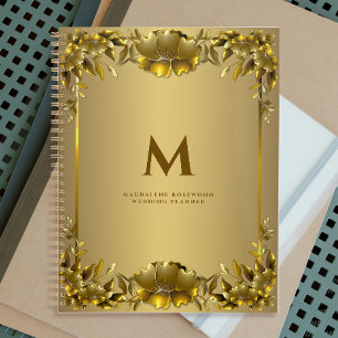 Rahmen für goldene Blume Name Planer