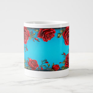 Rahmen für Rote Rosen mit dekorativen grünen Blätt Jumbo-Tasse