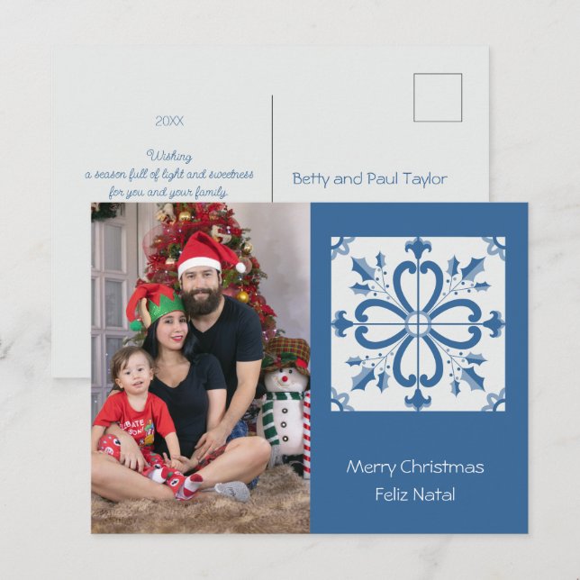 Rahmen für Weihnachtslieder und Blume Feiertagspostkarte (Vorne/Hinten)