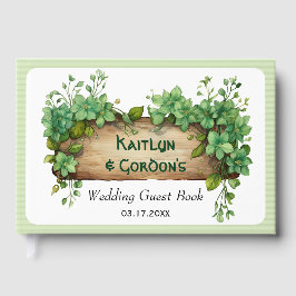 Rahmen, Grün und Streifen St. Patrick Hochzeit Gästebuch
