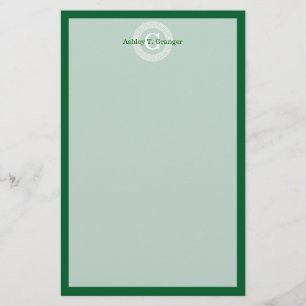 Rahmen-Initialen-Monogramm Waldgr weißes Briefpapier