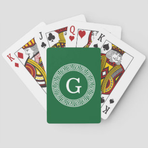 Rahmen-Initialen-Monogramm Waldgr weißes Spielkarten
