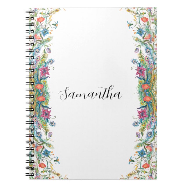 Rahmen mit Aquarell-Blume Notizblock (Vorderseite)