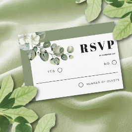 Rahmen mit Eukalyptuszweig und Blume Hochzeit RSVP Karte