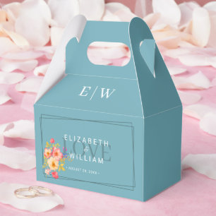 Rahmen mit Rose, Hochzeitstil auf Retroblau Geschenkschachtel