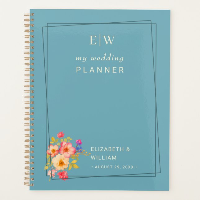 Rahmen mit Rose, Hochzeitstil auf Retroblau Planer (Vorderseite)