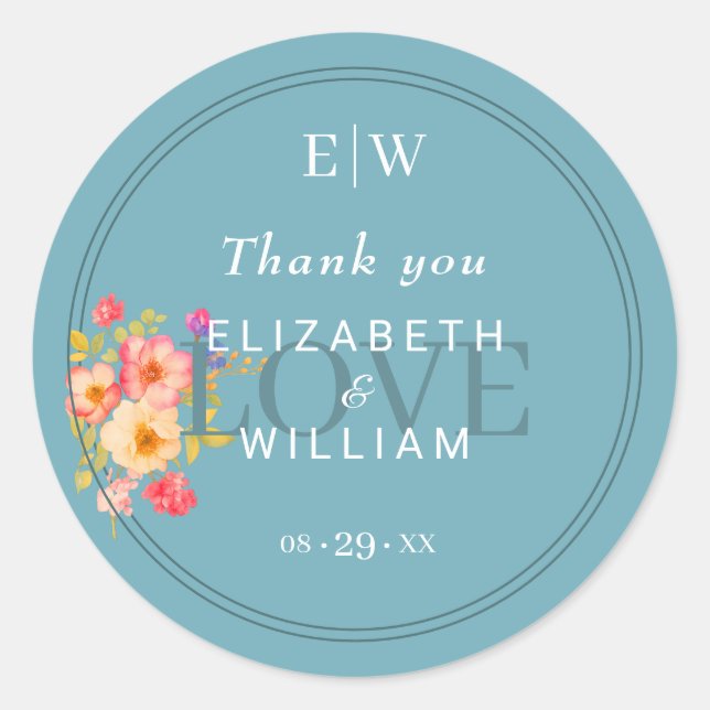 Rahmen mit Rose, Hochzeitstil auf Retroblau Runder Aufkleber (Vorderseite)